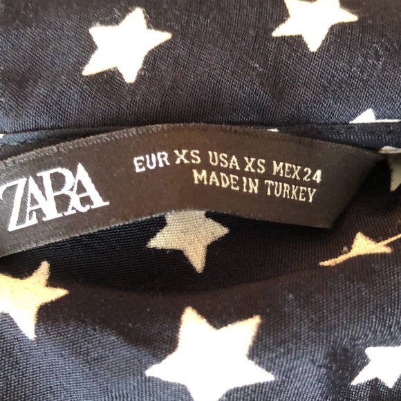 ZARA Star-Print button-down tie front Blouse - Picture 9 of 9